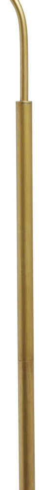 Benzara BM215058 Glass Shade Tilted Metal Frame Floor Lamp, Antique Gold & Clear