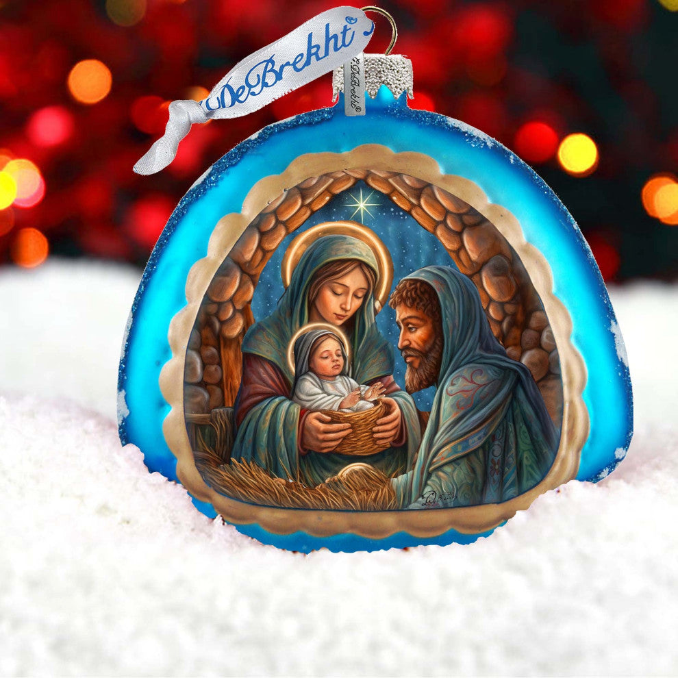 Holy Family Rainbow Glass Ornament Nativity Holiday Decor