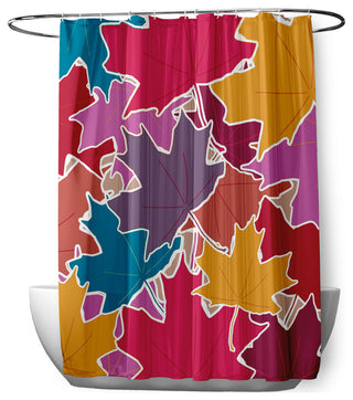 70"Wx73"L Leaf Pile Shower Curtain, Larkspur