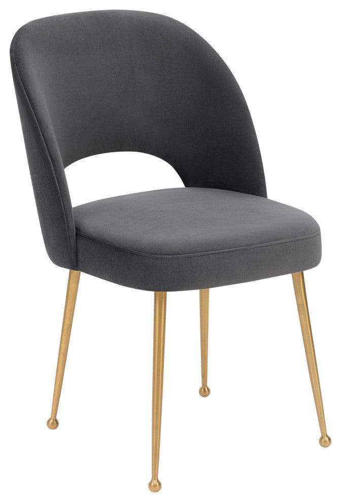 Swell Velvet Chair, Dark Gray