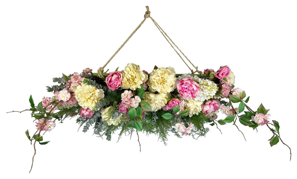 Peony, Cherry Blossom and Eucalyptus Chandelier
