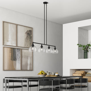 4 Light Black Large Linear Chandelier