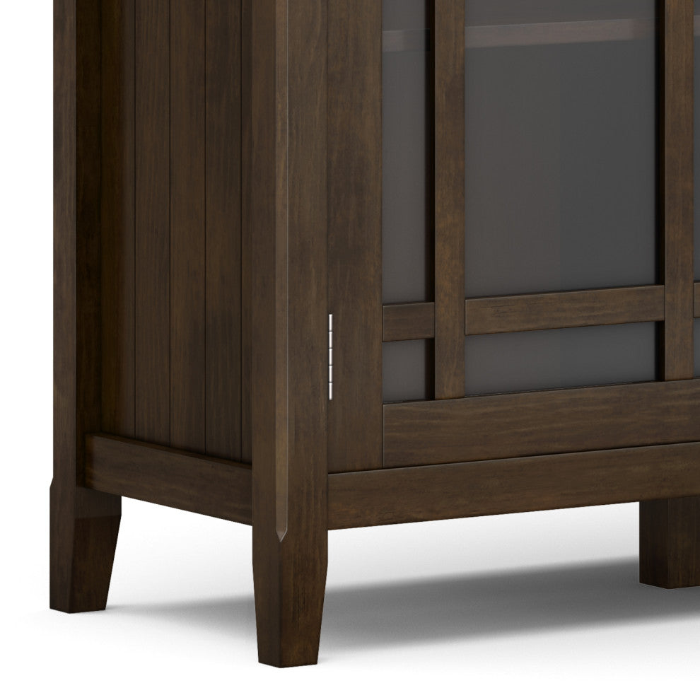 Bedford Solid Wood Wide Storage Cabinet, Dark Tobacco Brown