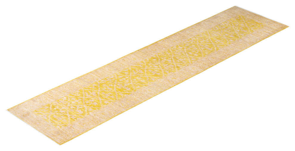 Eclectic, One-of-a-Kind Hand-Knotted Area Rug Yellow, 2'9"x11'8"