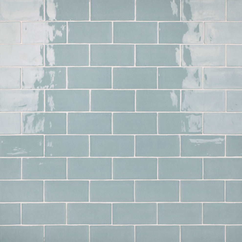Castillo Glossy Ceramic Wall Tile, Sky