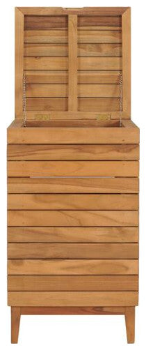 vidaXL Solid Teak Wood Laundry Basket 15.7"x15.7"x27.6" Wooden Clothes Box