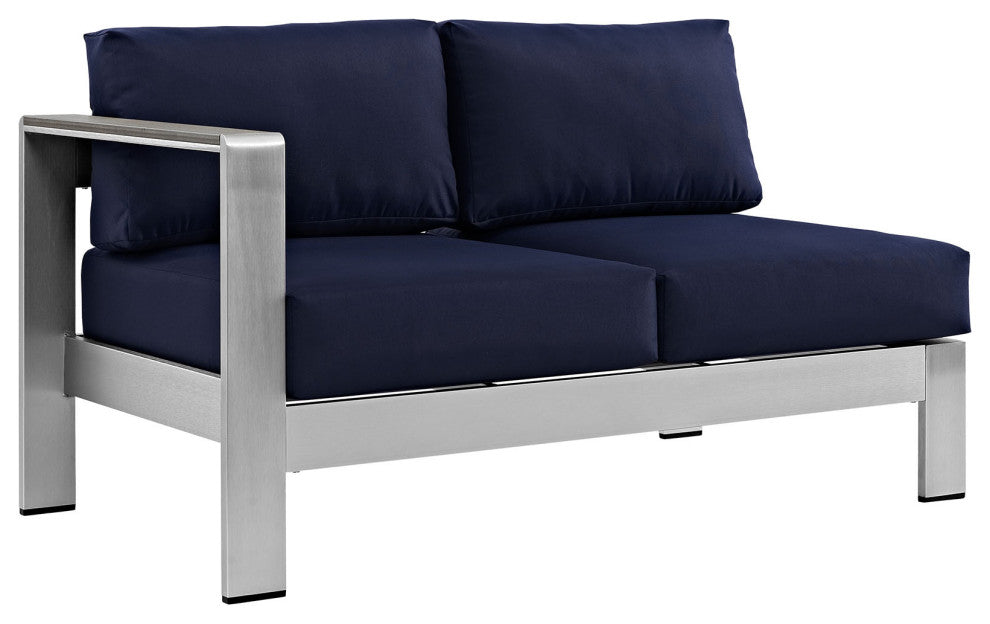 Silver Navy Shore 7 Piece Outdoor Patio Aluminum Sectional Sofa Set