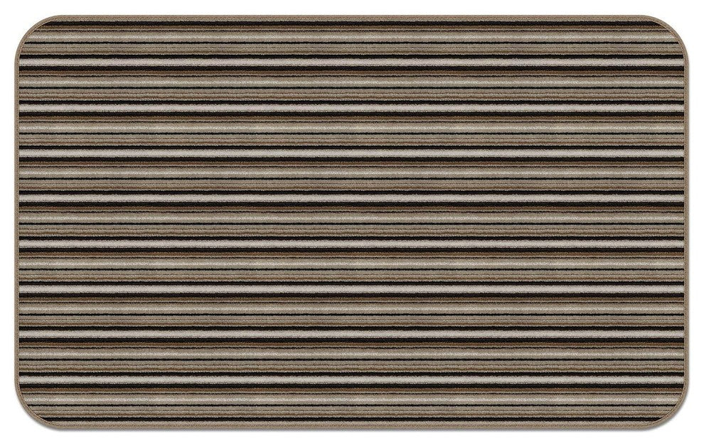 Skid-Resistant Area Rug, Mocha Brown Stripe, 4'x6'