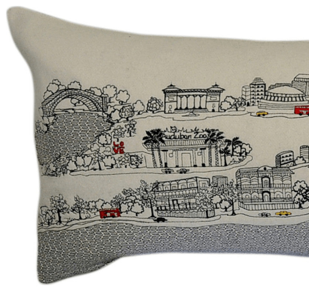 46" White New Orleans Daylight Skyline Lumbar Decorative Pillow