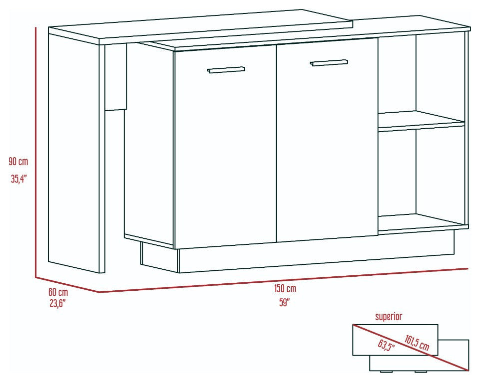 Kitchen Island Ohio, Kitchen, Black / Light Oak