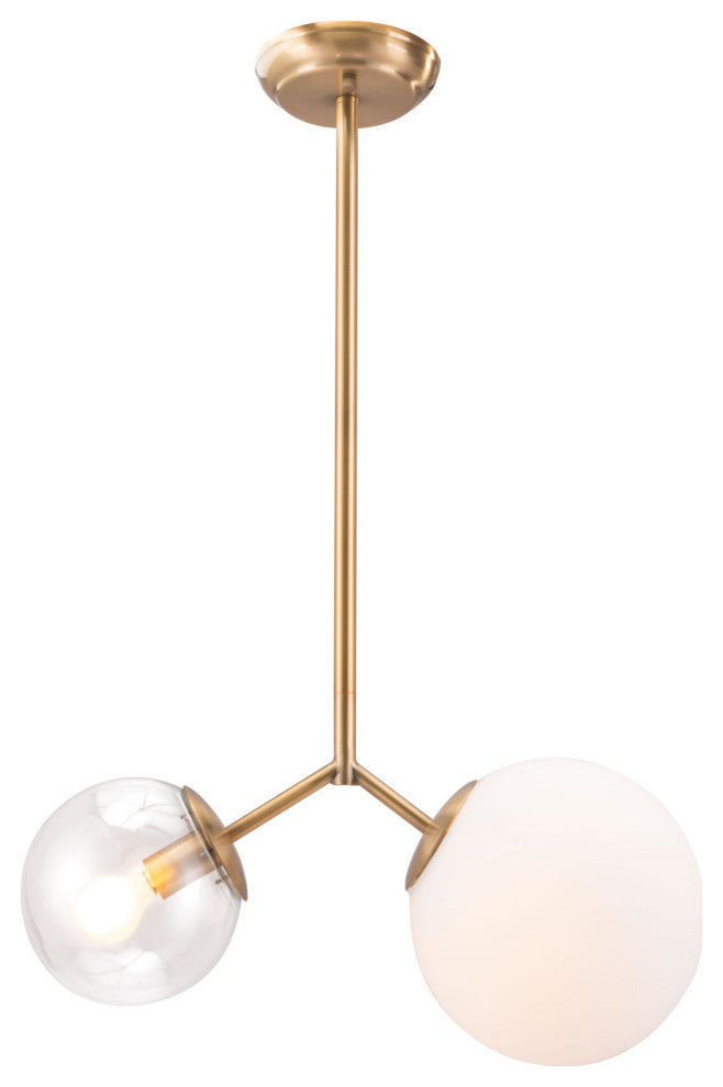 Pendant Ceiling Light Fixture, Glass, Steel Metal, Brass, Gold, White, Clear