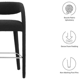 Pinnacle Boucle Upholstered Bar Stool Set of 2, Black Silver
