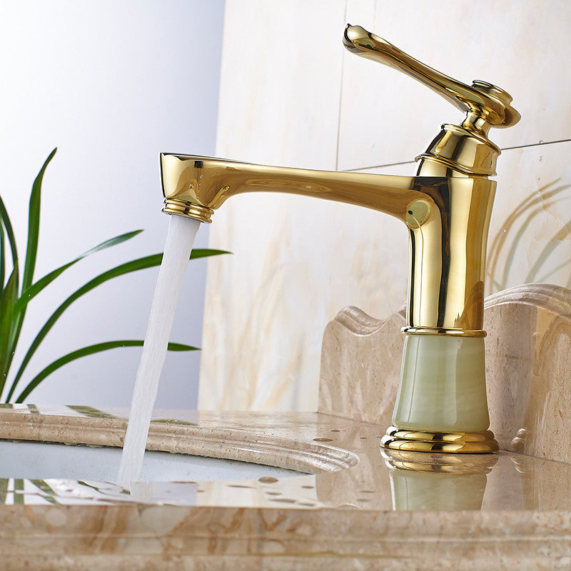Chieti Posh Gold Antique Gem Single Handle Bathroom Faucet
