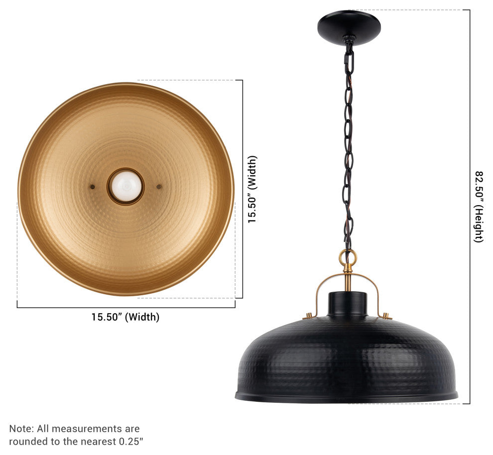 1-Light Rustic Metal Pendant