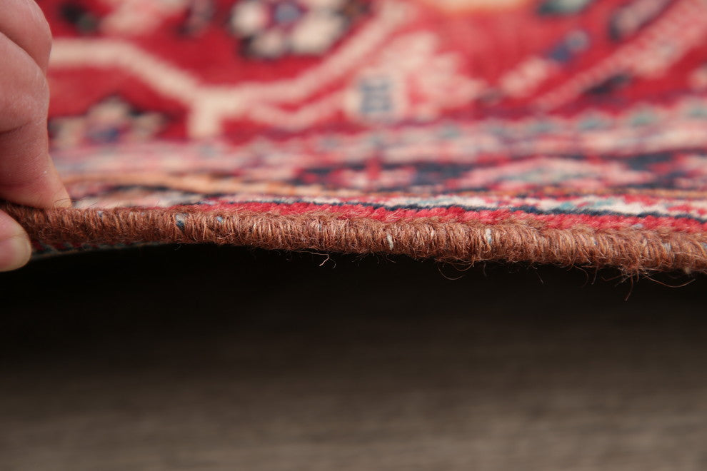 Consigned, Handmade Persian Traditional Oriental 9 ft Vintage Rug, Red, 3'x9'