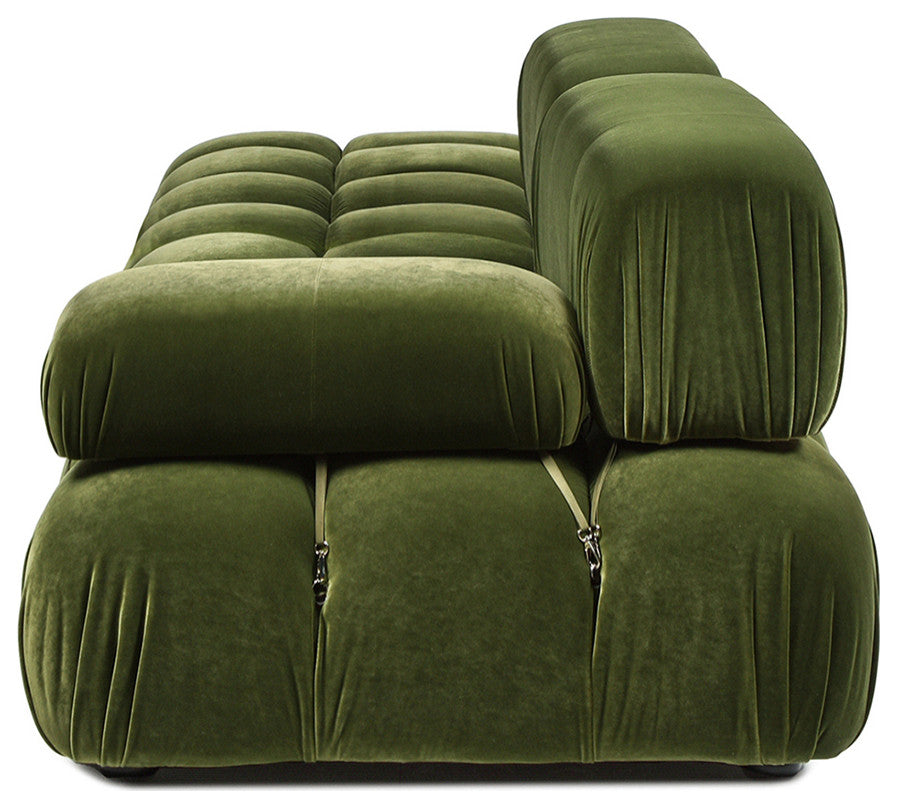 Marcel 109.5" Post-Modern Modular Chaise Sofa, Olive Green Performance Velvet