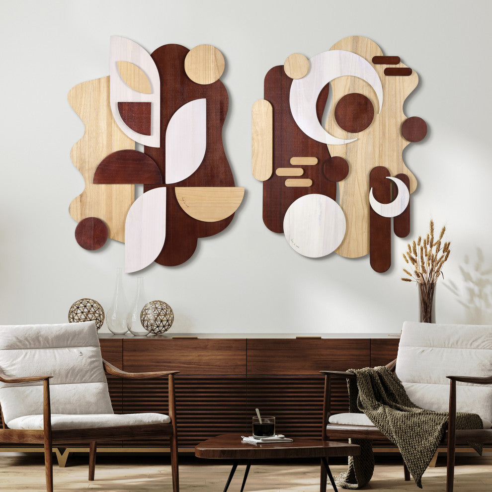 Sands Serenade I and II Hand Made Solid Wood Abstracts