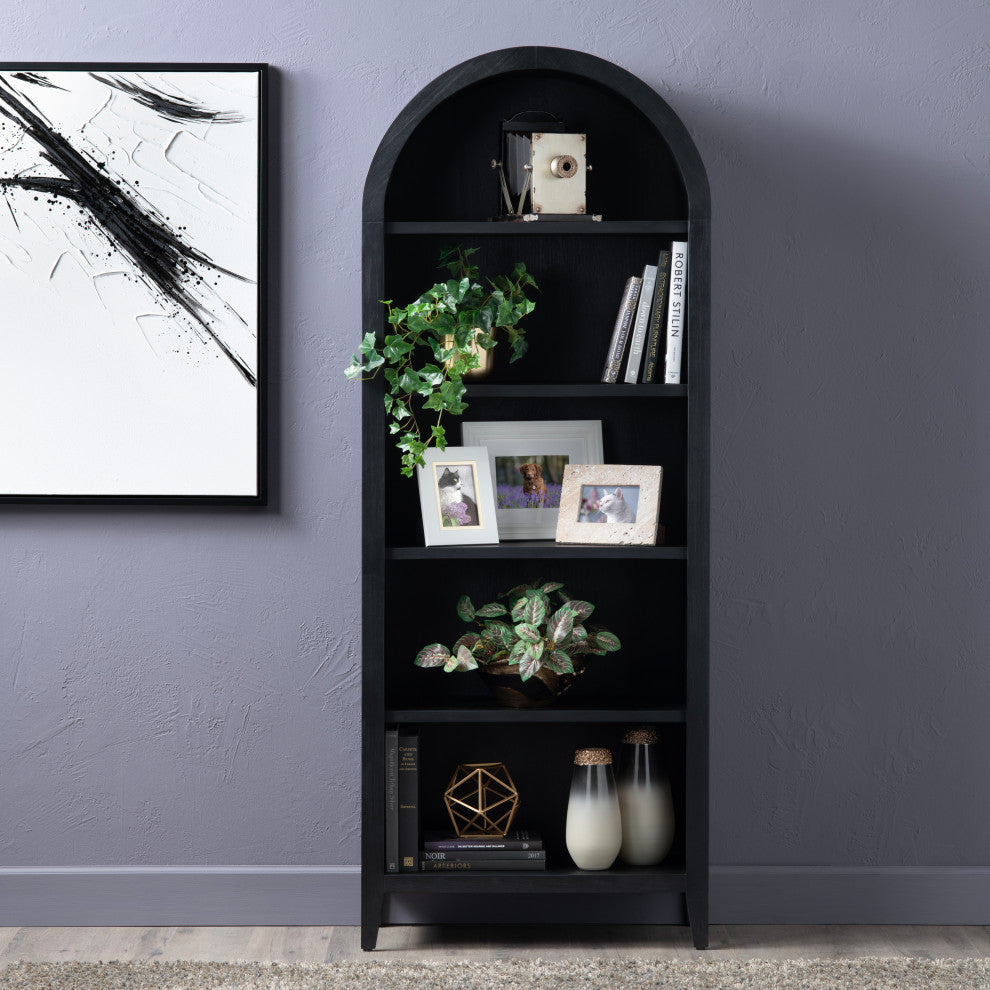 Four Shelf Black Bookcase Etagere