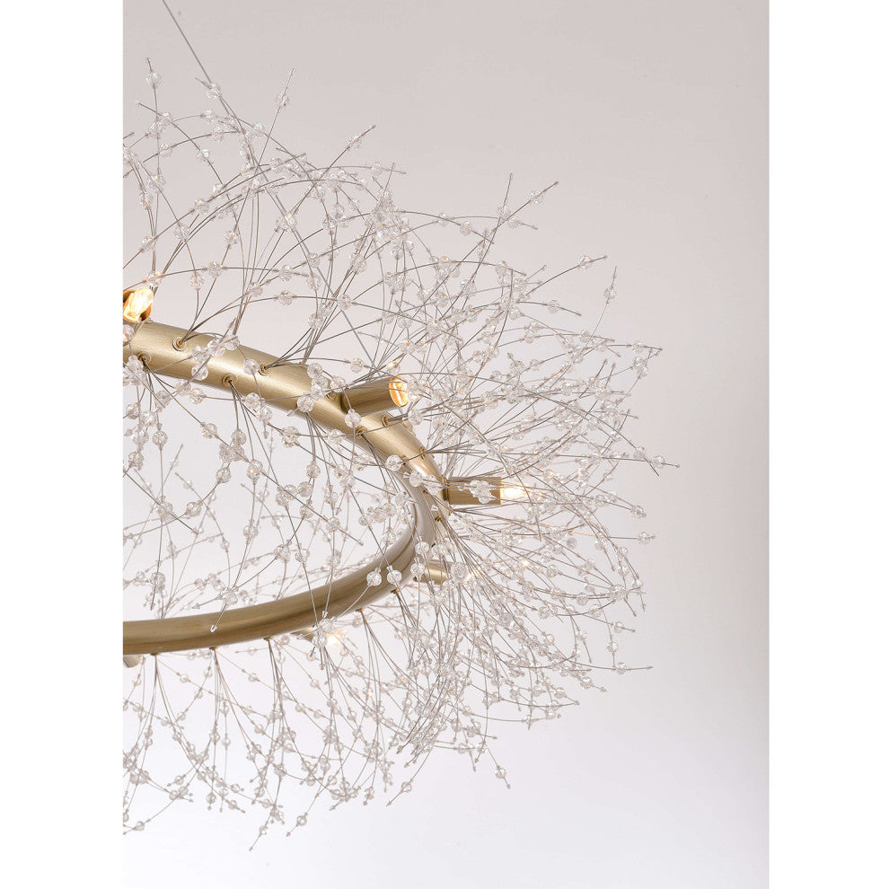 Silvia 12-Light Brushed Silver-ish Champagne Beads Firework Chandelier
