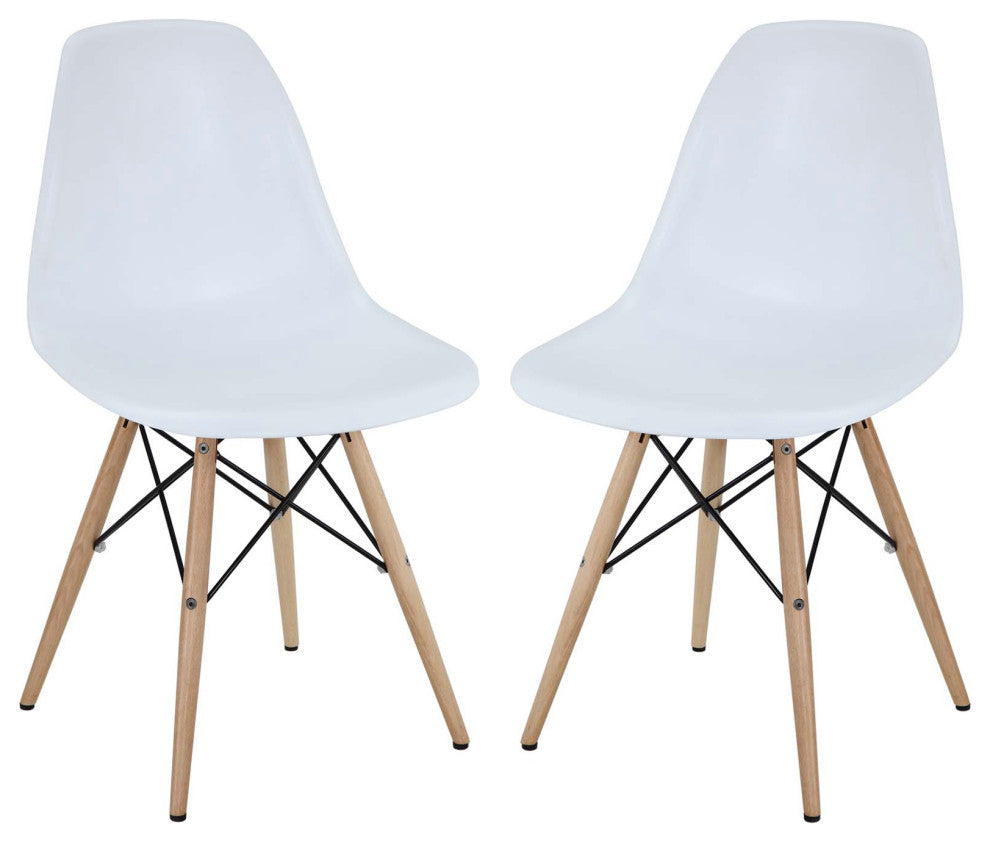 Modern White Pyramid Dining Side Chairs Set of 2