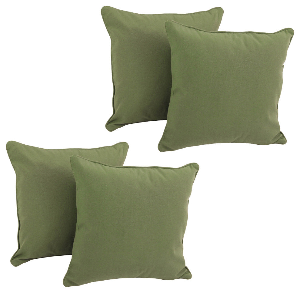 18" Double-Corded Solid Twill Square Throw Pillows With Inserts, Set of 4, Sage