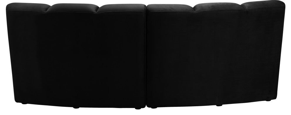 Infinity Channel Tufted Velvet Modular Chair, Black, 2 Piece