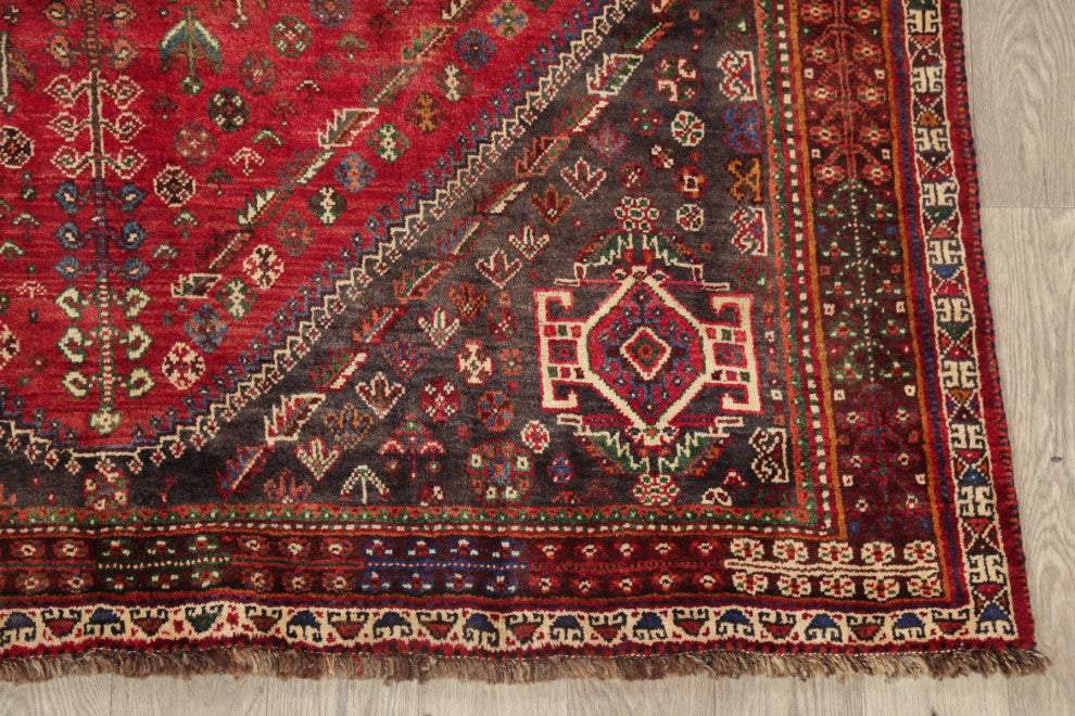 Consigned, Antique Oriental Persian Traditional Hand-Knotted Area Rug, Red, 6x9