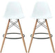 Plastic Counter Stools with Tapered Wooden Legs, Pack of Two, White and Brown
