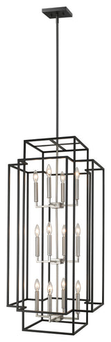 Z-Lite 12 Light Pendant, Black, Brushed Nickel, 454-42BK-BN