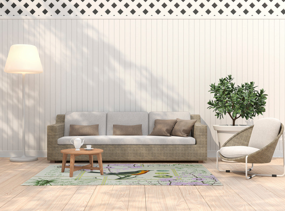 5' x 7' Singing Bird Spring Chenille Indoor/Outdoor Rug