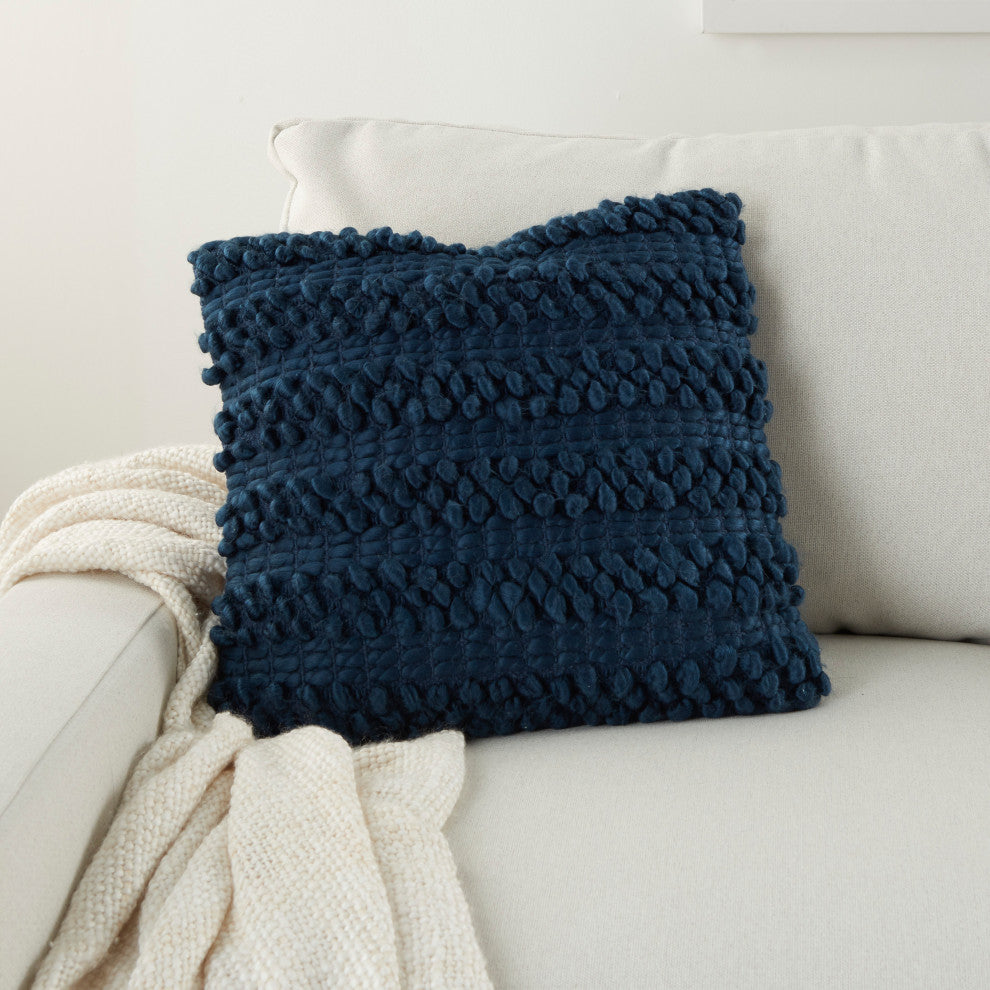 Mina Victory DC827 Throw Pillow, Navy, 17"X17"