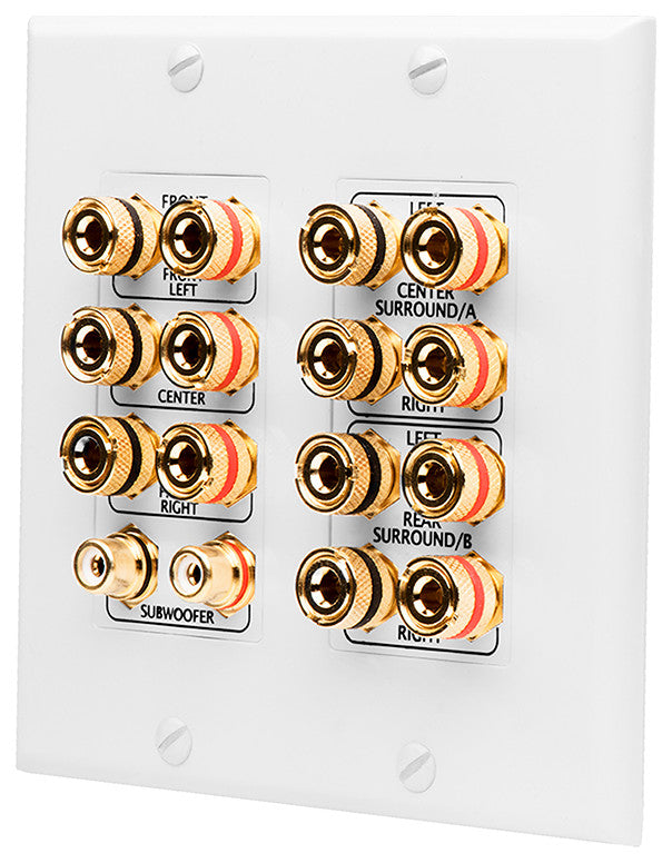 7.1 Home Theater 16 Terminal Decora Speaker Binding Wall Plate