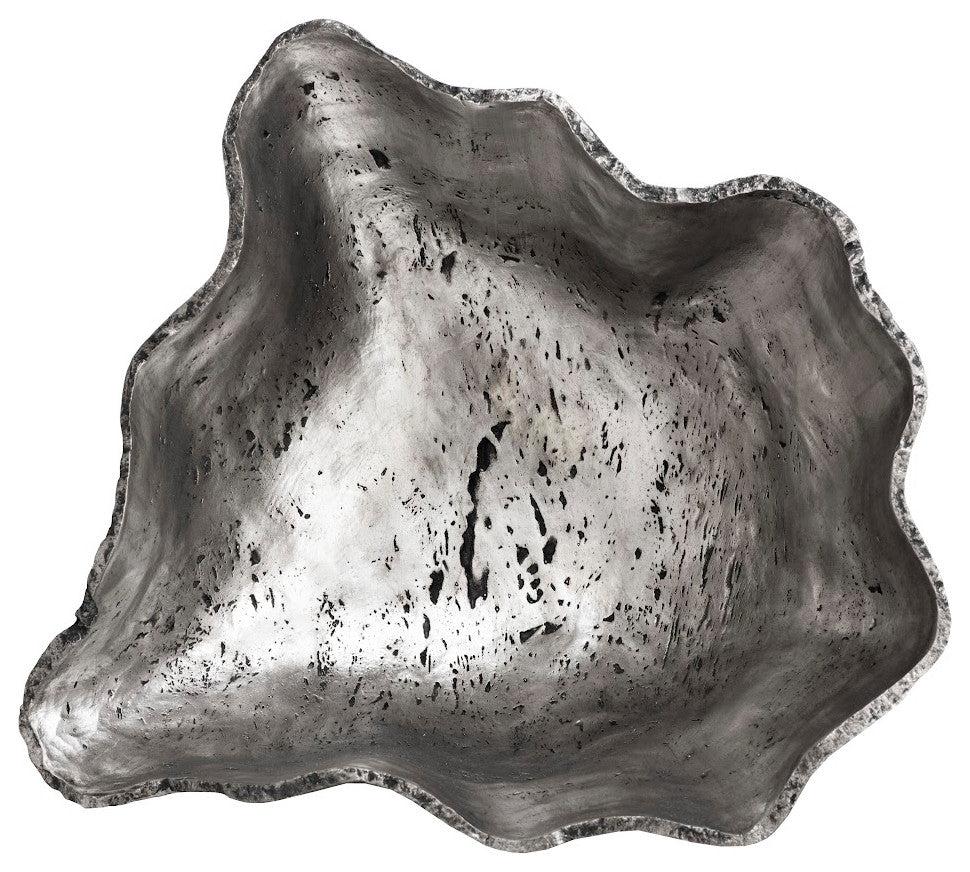 Cast Onyx Bowl, Silver Leaf, Large