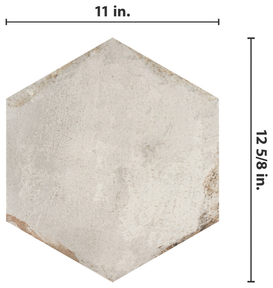 D'Anticatto Hex Bianco Porcelain Floor and Wall Tile