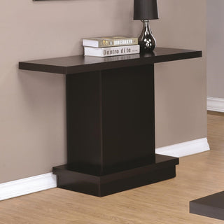Benzara BM184936 Sofa Table With Pedestal Base, Cappuccino Brown