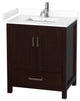 30" Single Bathroom Vanity, Espresso, White Cultured Marble Countertop, Sink