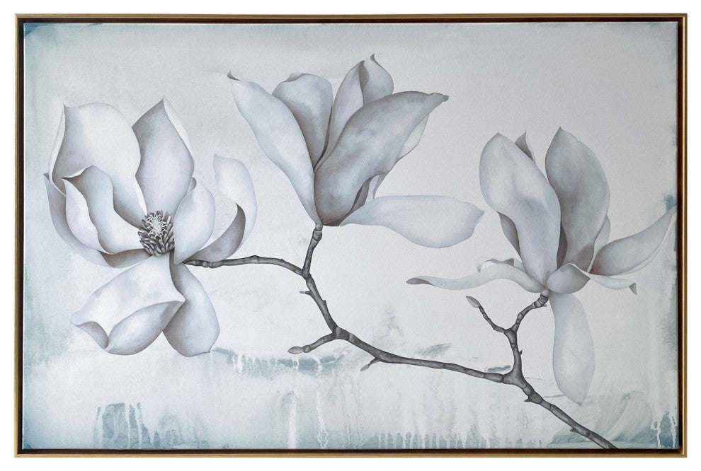 Gorgeous Magnolia Blossom Branch Framed Canvas Wall Art