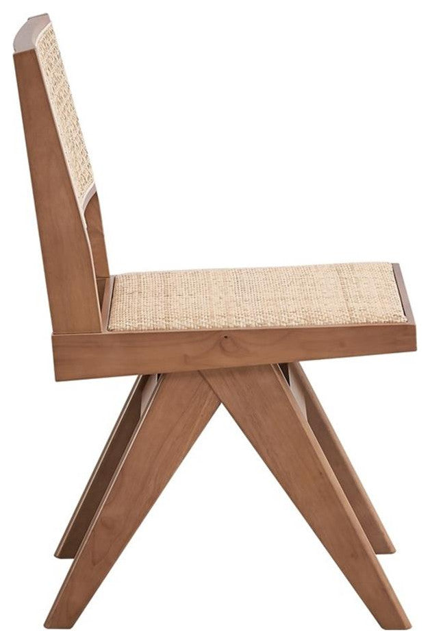 ACME Furniture Velentina 18" Rattan & Wood Side Chair in Natural (Set of 2)