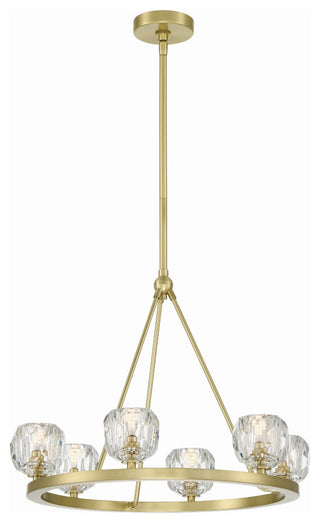 Aragon 6-Light Soft Brass Chandelier, Faceted Cut Crystal