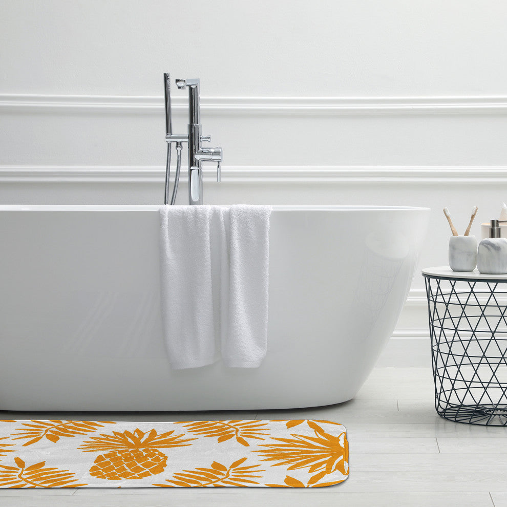 34" x 21" Pineapple Leaves Bathmat, Mango