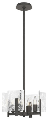Arc 4-Light Semi-Flush/Pendant, Natural Iron, White Swirl Glass