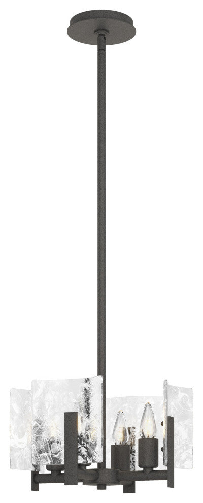 Arc 4-Light Semi-Flush/Pendant, Natural Iron, White Swirl Glass