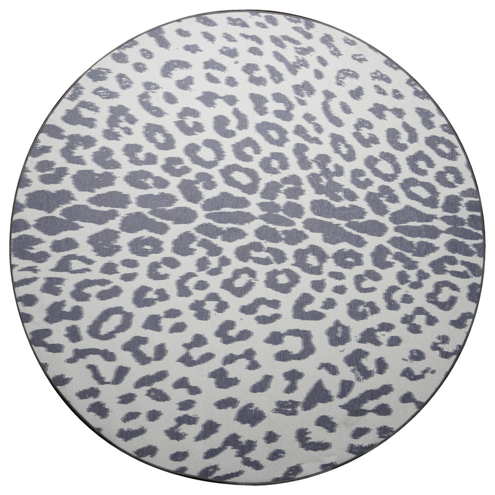 My Magic Carpet Washable Rug Miya Leopard Gray, 6' X 6'