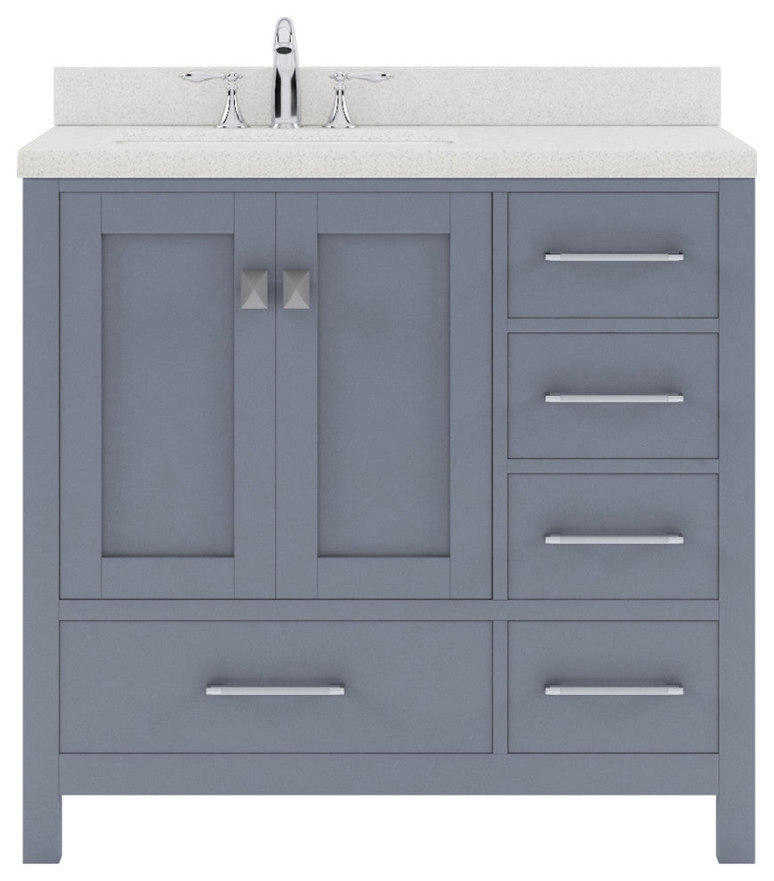 Caroline Avenue 24" Single Vanity, Gray with Quartz Top and Round Sink