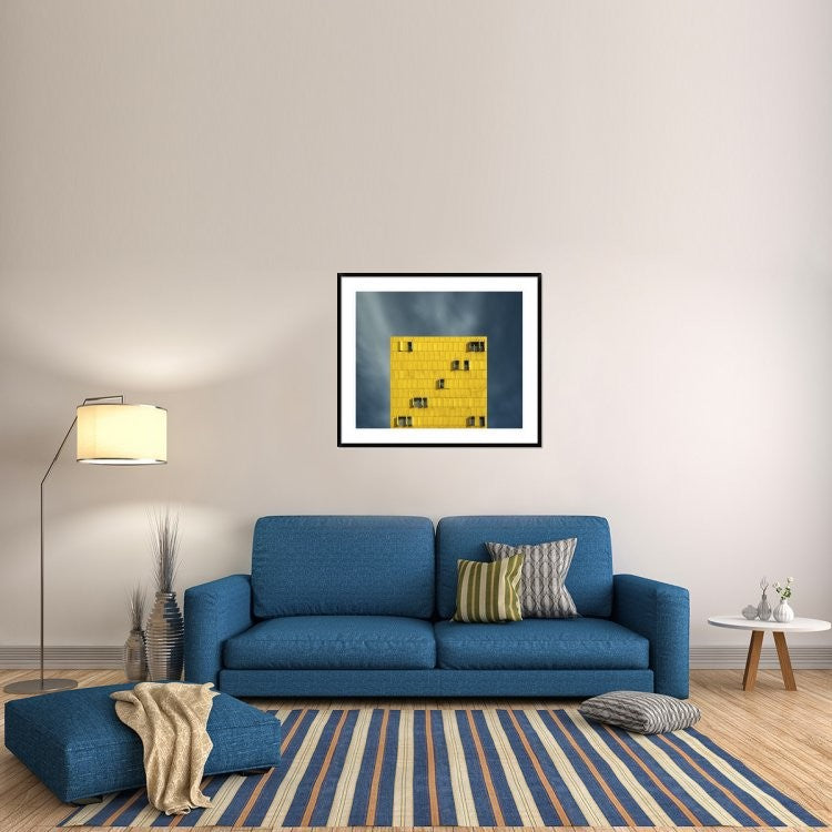 "Yellow And Blue" Framed Digital Print by Vladi Garcia, 43x36"