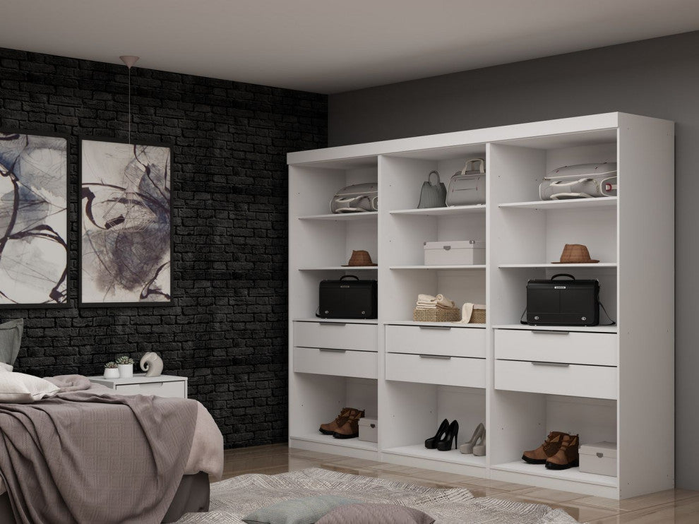 Mulberry Open 3 Sectional Closet, White