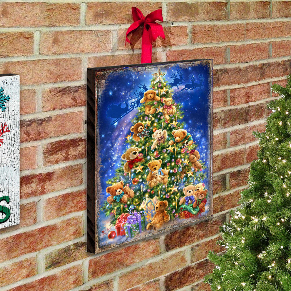 Teddy Bear Tree Wooden Block, 36 X 24