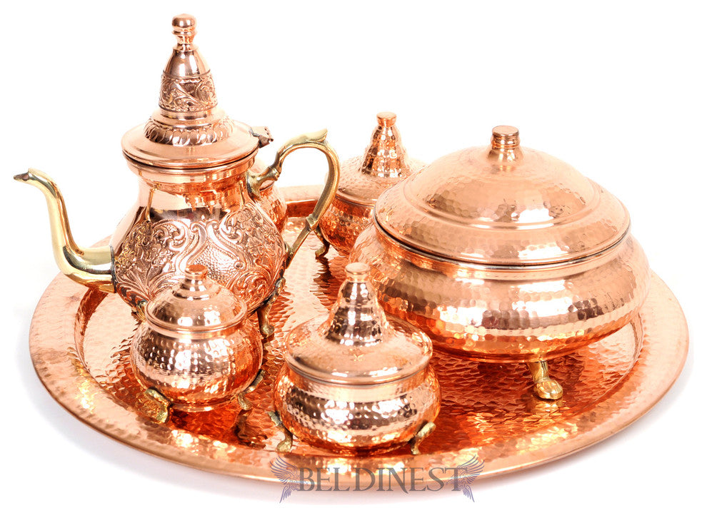 Hand Hammered Red Teapot, Hand Engraved and Hand Carved Copper Teapot
