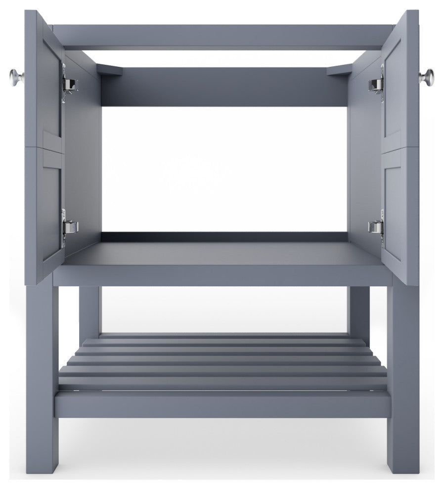 CastelloUSA Alicia 30" Freestanding Vanity, Base Only, Gray, Chrome Handles