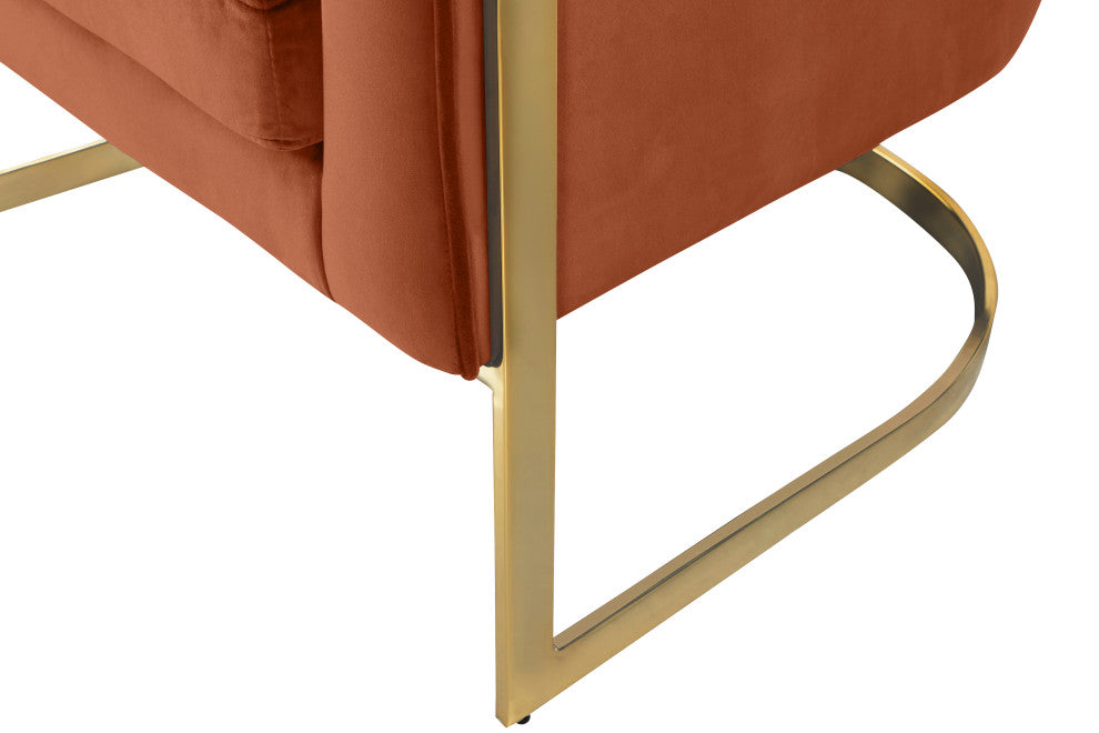 Carter Velvet Upholstered Accent Chair, Cognac